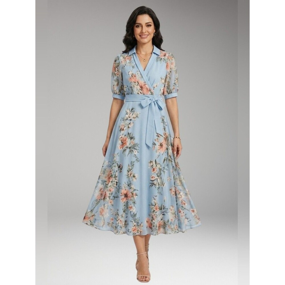 Made With Love Chic Floral Maxi Dress in Light Blue
